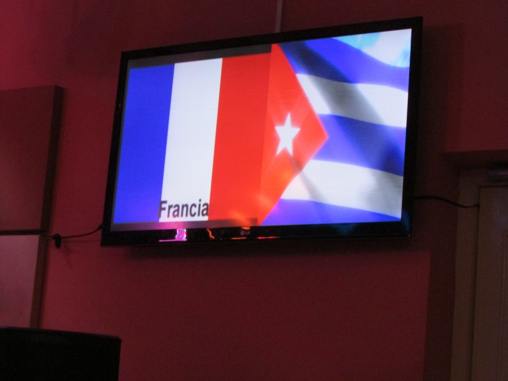The French flag displayed as a personal greeting, Havana, Cuba