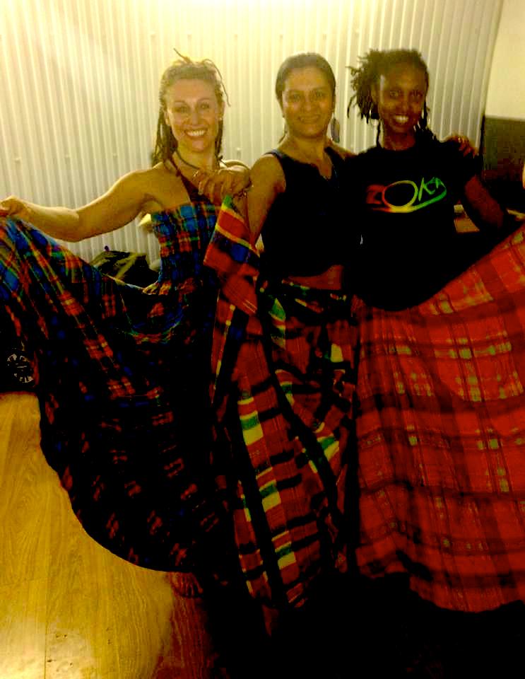 Ananya, Francesca and Zil’oKA teacher Sara Brucy. Photo by Ananya Jahanara Kabir.